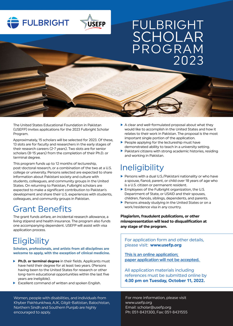 USEFP Fulbright Scholar Program 2023 | Lectureship & Post-doctoral research 