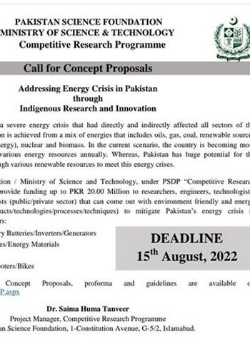 Opportunity-Pakistan Science Foundation- Competitive Research Grant_2022